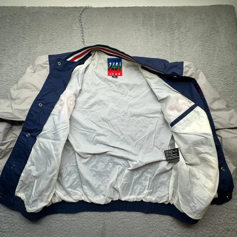 Vintage 90s Boston Red Fans Gear Sox Snap Bomber Jacket Mens Large Navy Gray